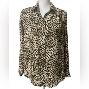 NWOT H&M Animal Print Button Down Shirt Size S